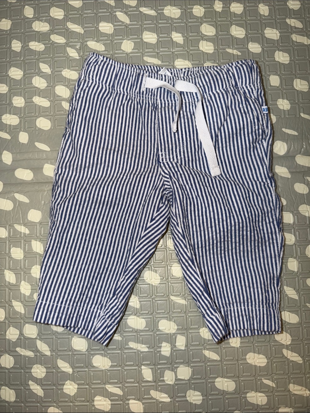Ruggedbutts Baby Blue & White Seersucker Drawstring Pants